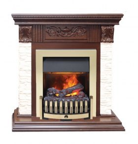 Каминокомплект Luxemburg (каменный) - Сланец/Темный дуб с очагом Danville Brass FB2