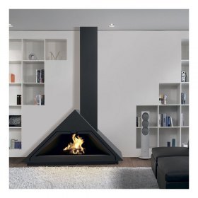 Камин MADRID FRONTAL, вертикальная труба справа, чёрный (Traforart)