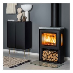 Печь K700, с боковыми стёклами, верх - мыльный камень, черный (Keddy)