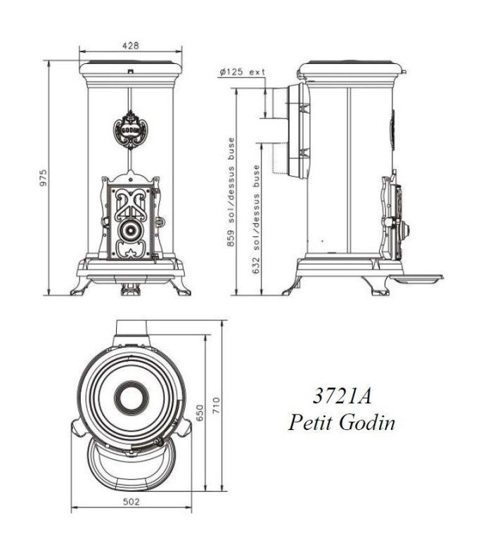 Чугунная печь камин Petit Godin 3721-А
