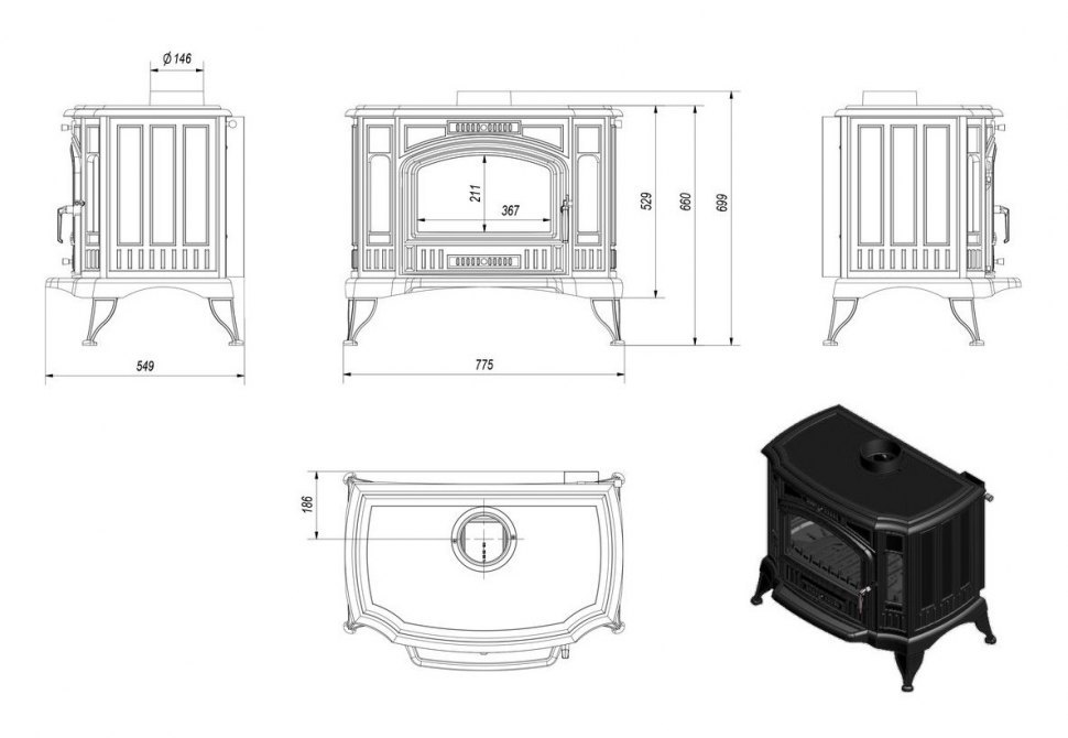 Отопительная печь Kratki Koza K9 (термостат)