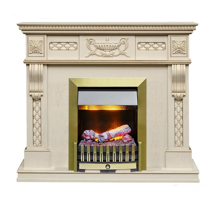 Каминокомплект Corsica - Слоновая кость с патиной (Ширина 1100) с очагом Danville Antique Brass FB2