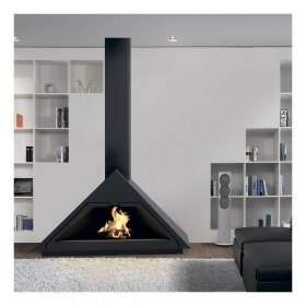 Камин MADRID FRONTAL, вертикальная центральная труба, чёрный (Traforart)