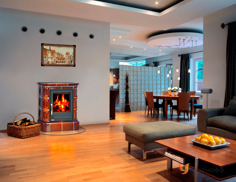 Кафельная печь-камин ABX Marina KPI (кафельный цоколь)