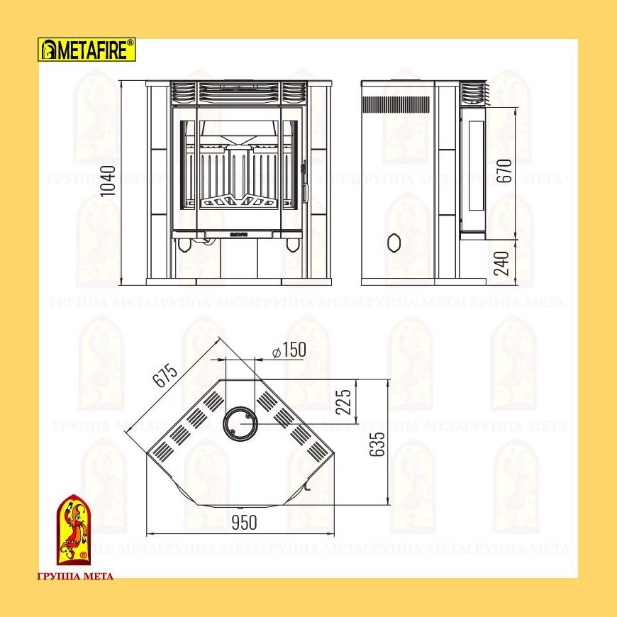 Печь-камин Мета Metafire Амур 12