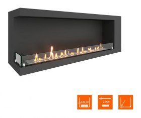 Биокамин угловой SteelHeat LONG 1400 левый (Стекло)