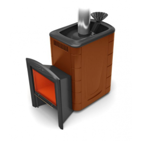 Дровяная печь для бани TMF Гейзер 2014 Carbon Витра ЗК терракота