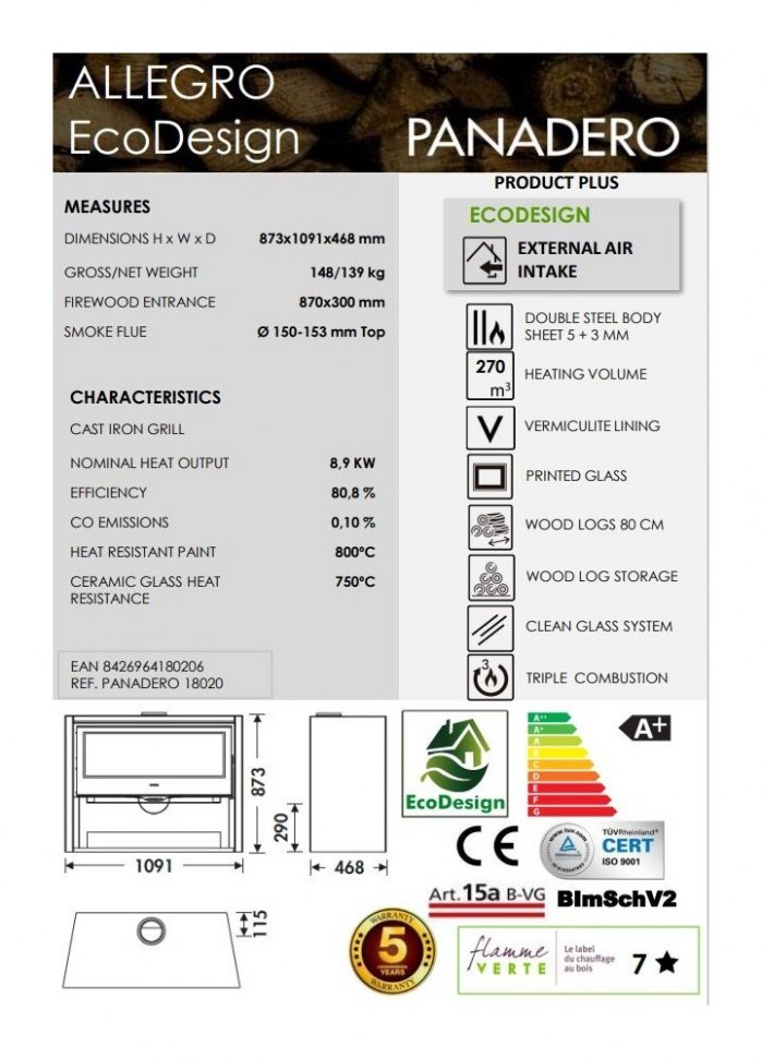 Печь-камин Panadero Allegro