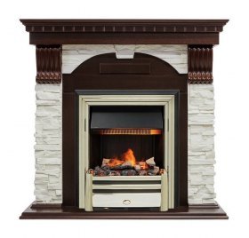 Каминокомплект Dublin - Темный дуб / Сланец белый с очагом Cavendish