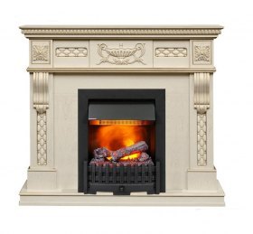 Каминокомплект Corsica - Слоновая кость с патиной (Ширина 1100) с очагом Danville Black FB2