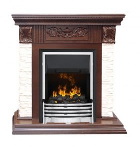 Каминокомплект Luxemburg (каменный) - Сланец/Темный дуб с очагом Flagstaff