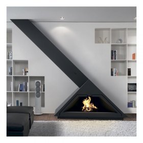 Камин MADRID FRONTAL, наклонная труба влево, чёрный (Traforart)