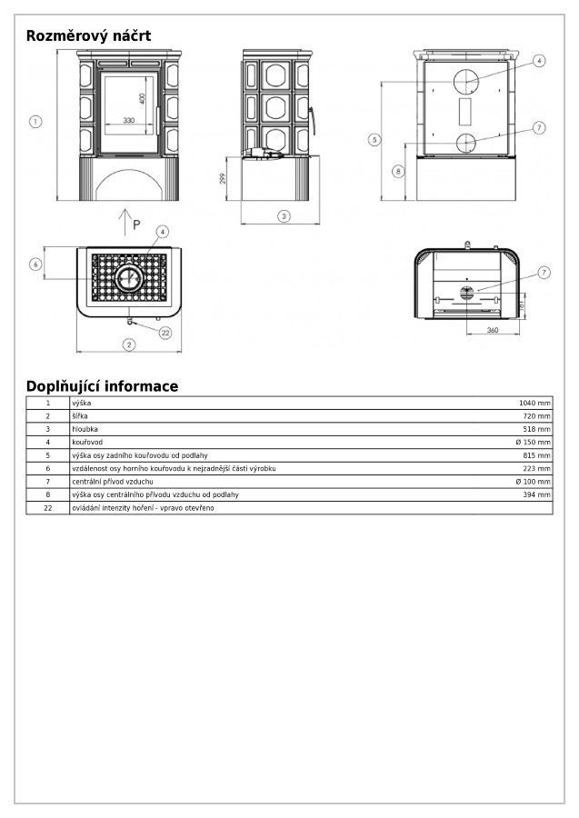 Кафельная печь-камин ABX Marina LP (Белый цоколь, каф. верх. плита, вставка Чугунная)