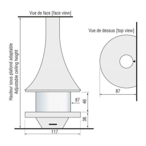 Камин JC Bordelet Eva 992 murale vitree (пристенный со стеклом)