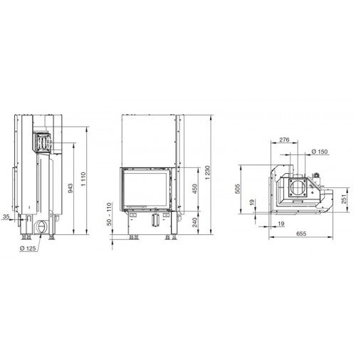 Каминная топка Hoxter Ecka 50/35/45Lh