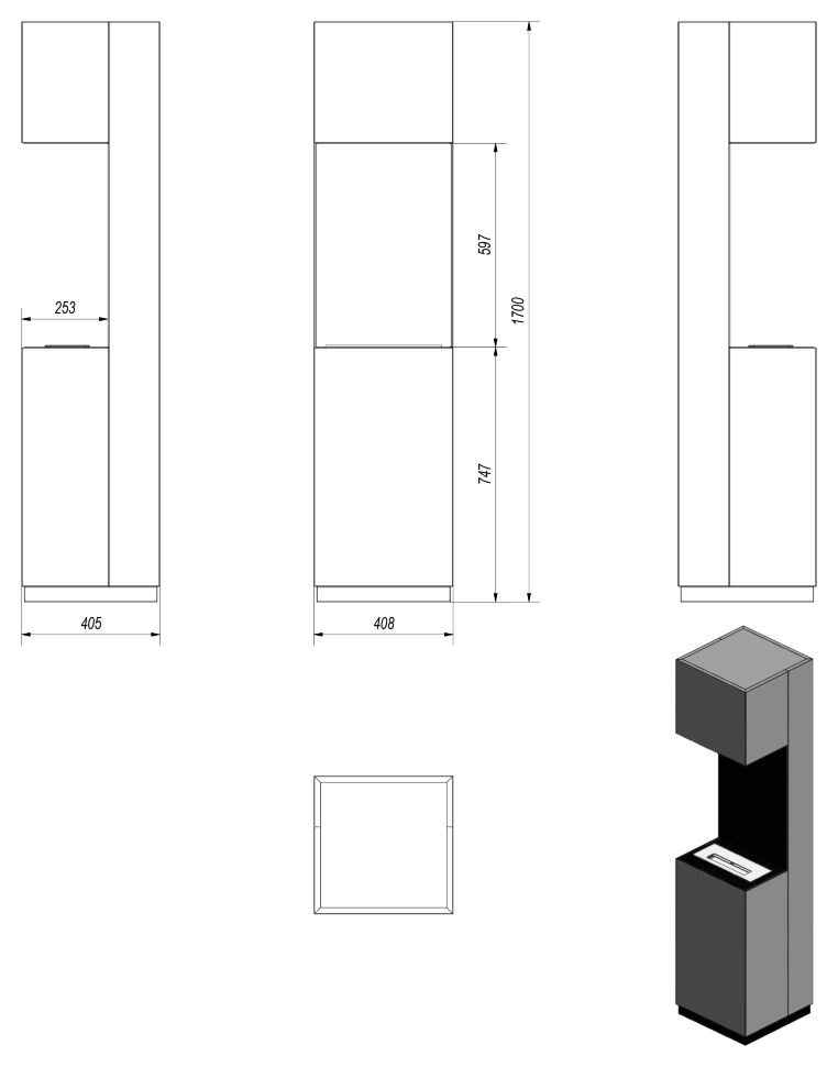 Биокамин Kratki Sierra черный, TUV