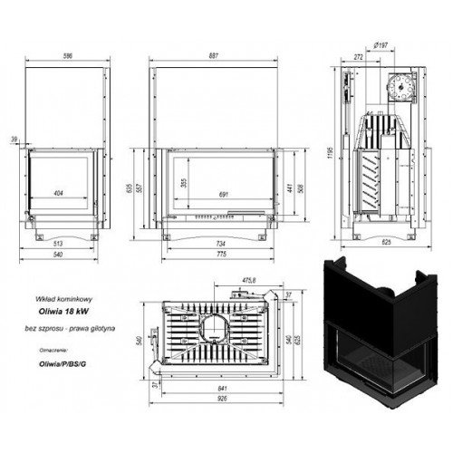 Каминная топка Kratki Oliwia P/BS/G