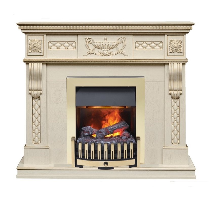 Каминокомплект Corsica - Слоновая кость с патиной (Ширина 1100) с очагом Danville Brass FB2