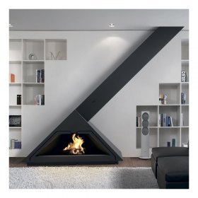 Камин MADRID FRONTAL, наклонная труба вправо, чёрный (Traforart)