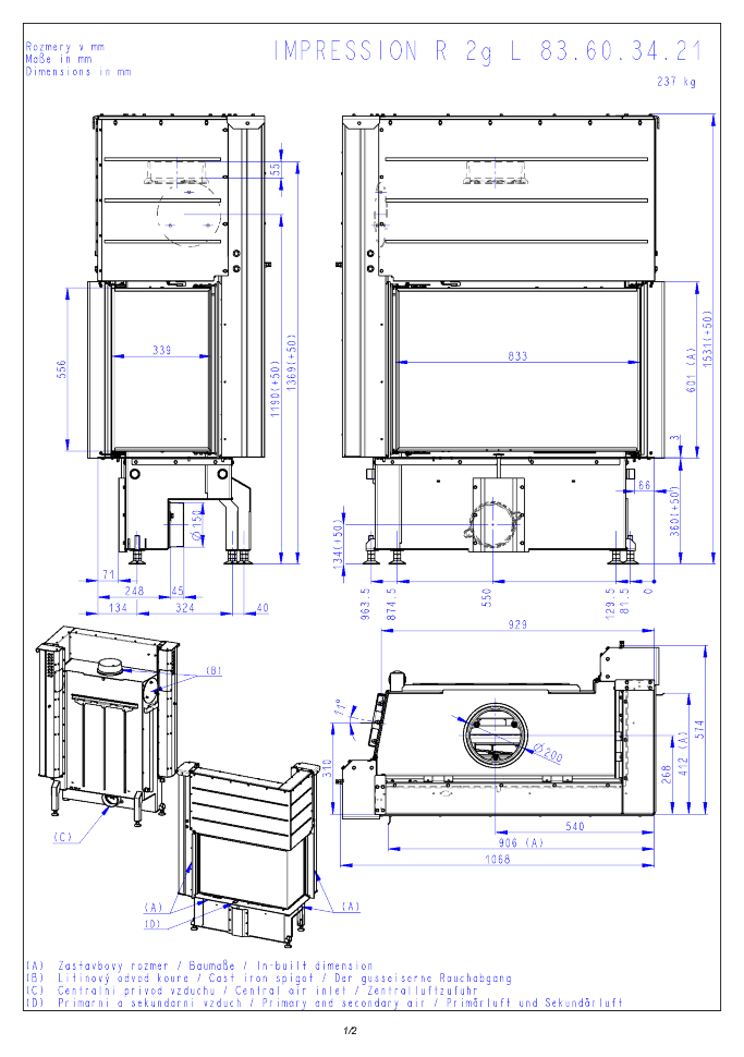 Каминная топка Romotop IMPRESSION R 2G L 83.60.34.21