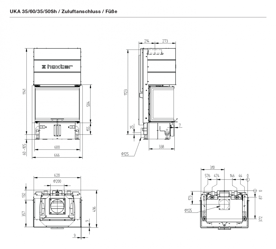 Каминная топка Hoxter UKA 35/60/35/50 Sh