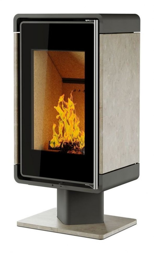 Печь-камин Астов Куб (ПК 4581) камень Крема Марфил, на низкой ноге