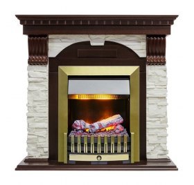 Каминокомплект Dublin - Темный дуб / Сланец белый с очагом Danville Antique Brass FB2