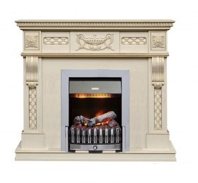 Каминокомплект Corsica - Слоновая кость с патиной (Ширина 1100) с очагом Danville Chrome FB2