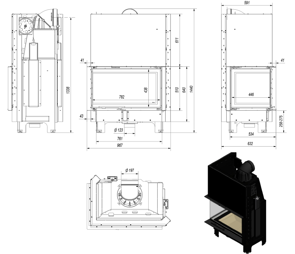 Каминная топка Kratki MBO L/BS/G/SG